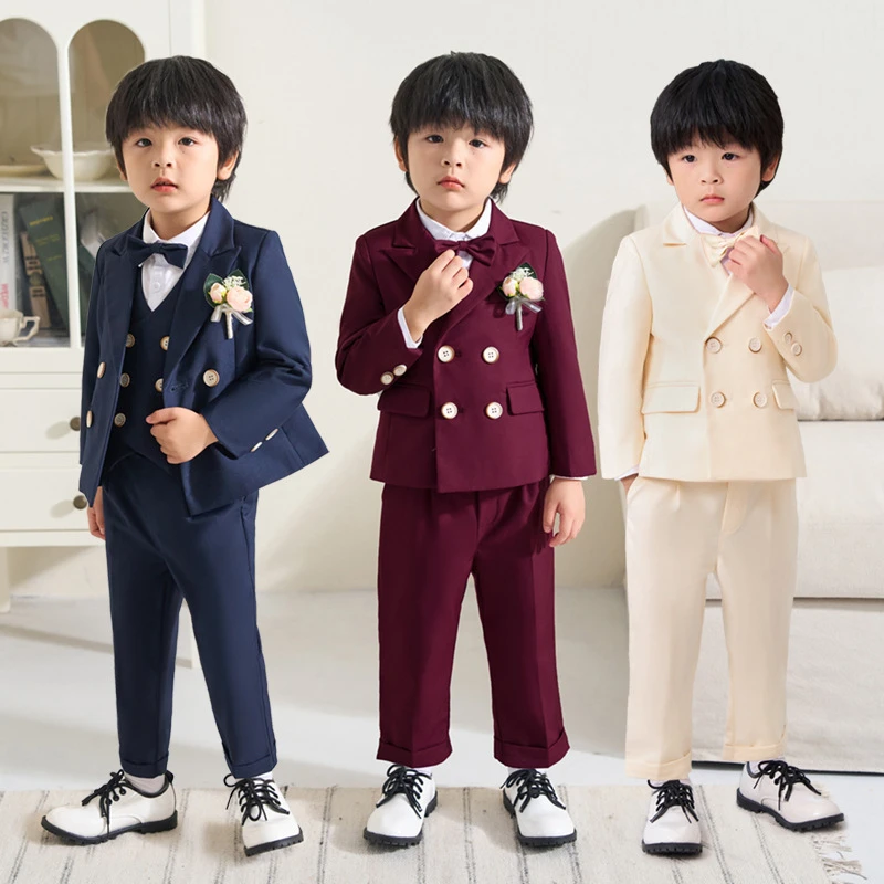 男童西服套装秋季新款英伦绅士西装礼服中小童周岁生日花童演出服