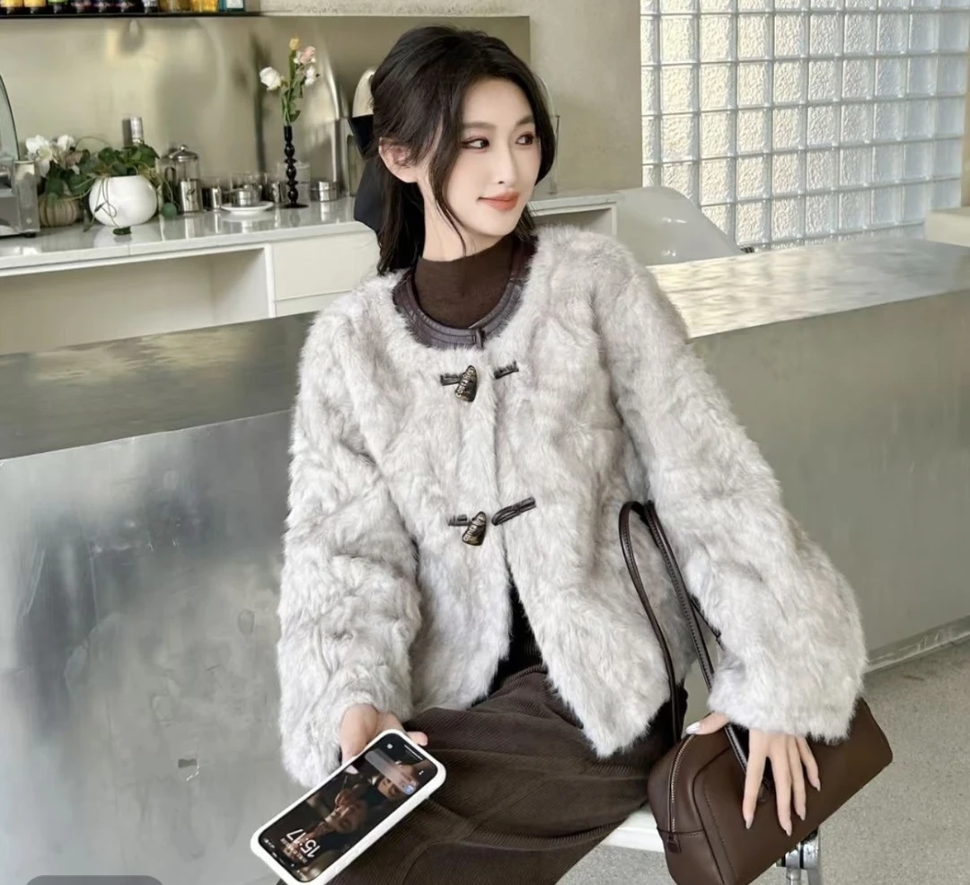 【强仔专属】主播推荐款 时尚潮流百搭经典 皮毛一体外套6844