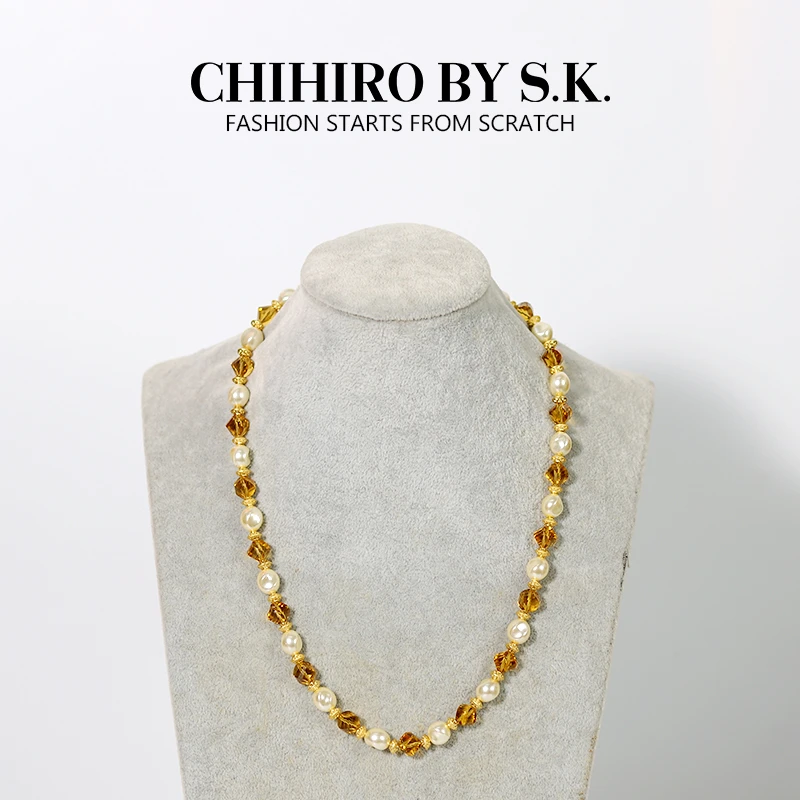 铜贝珠项链 新帽馆复古宫廷风中式不规则琉璃项链C2SO068XLO轻奢