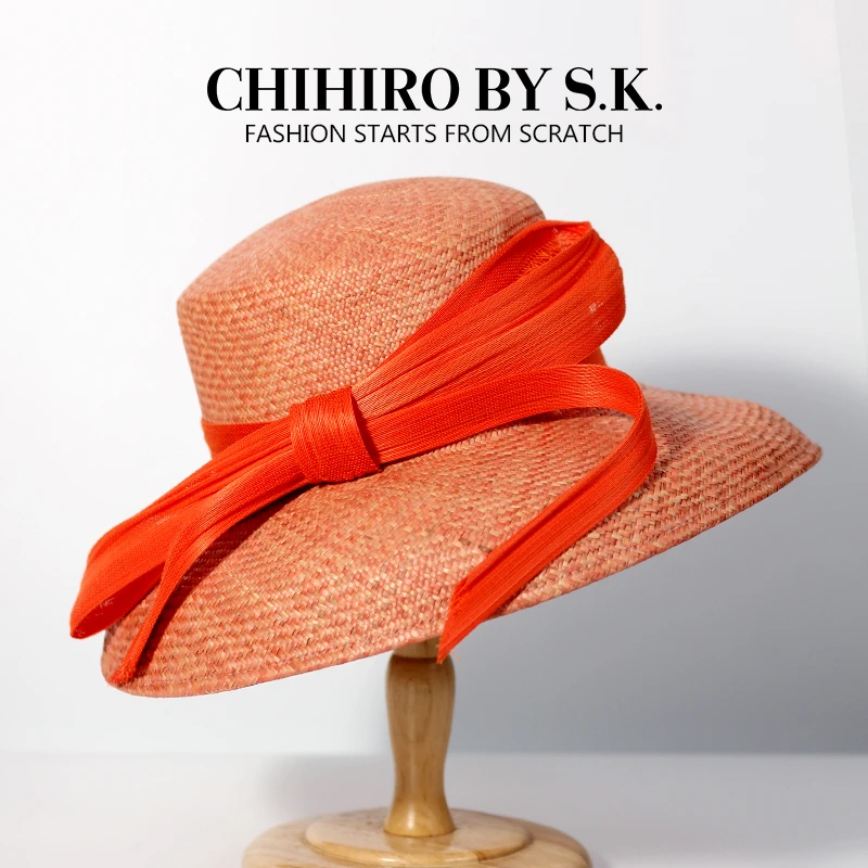 CHIHIRO BY S.K.高级渐变时尚百搭春夏防紫外线蝴蝶结盆遮阳帽