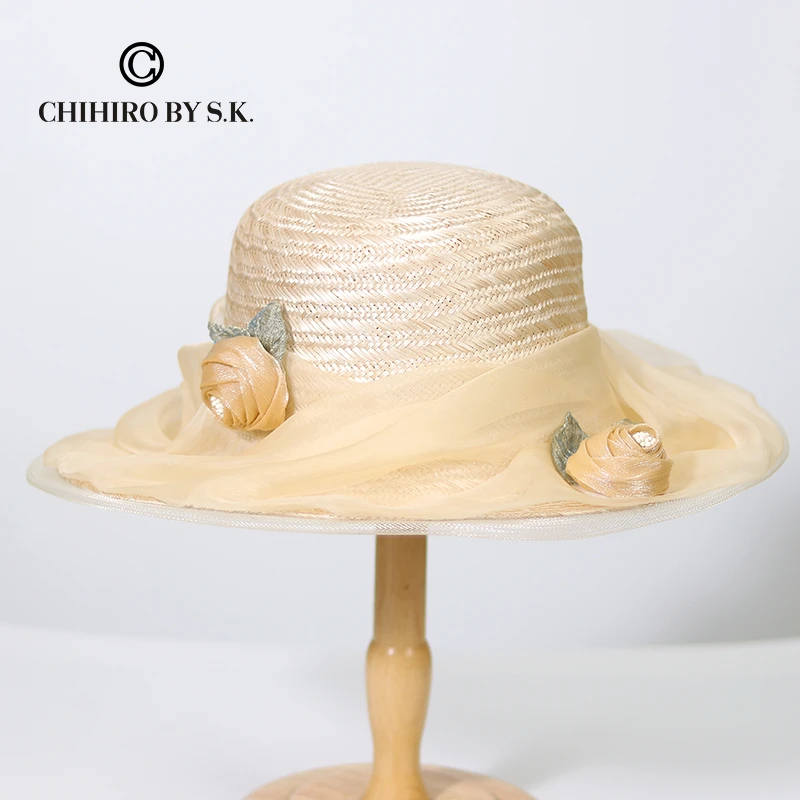 新帽馆夏季新款设计师复古轻奢度假高级感遮阳百搭女士禅丝花盆帽
