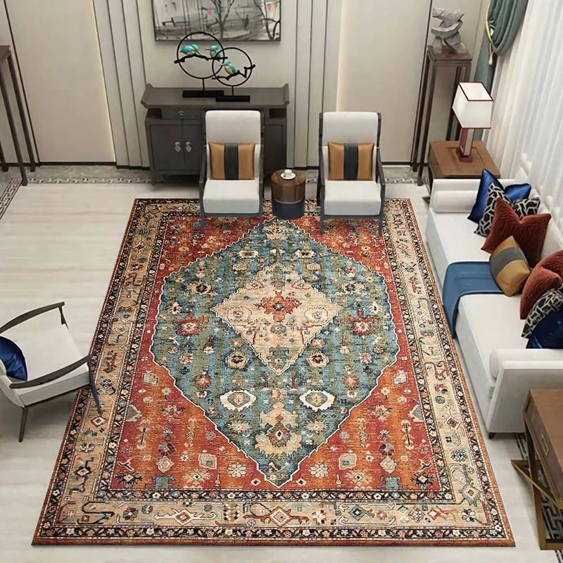 古风免洗防油美式家用卧室玄关书房轻奢床边毯大面积地面防滑地毯