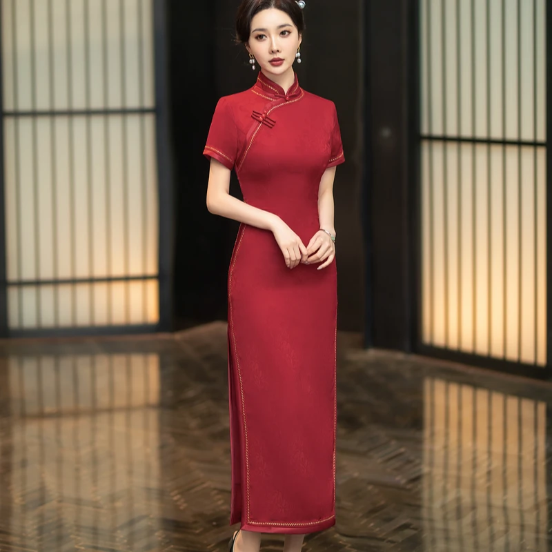 2024新款 中国风旗袍重工缝制长款复古民国风3159