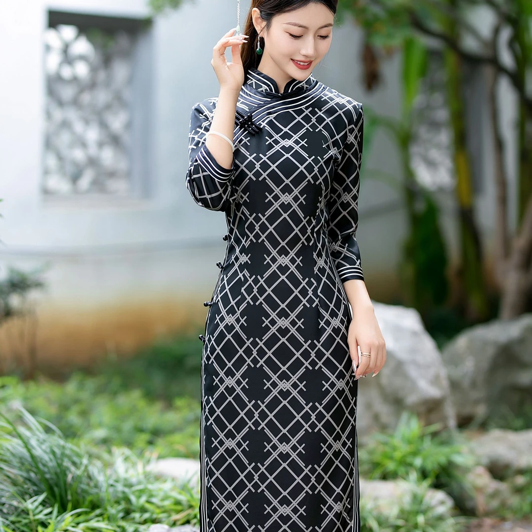 2024新款 中国风旗袍重工缝制长款复古民国风3081