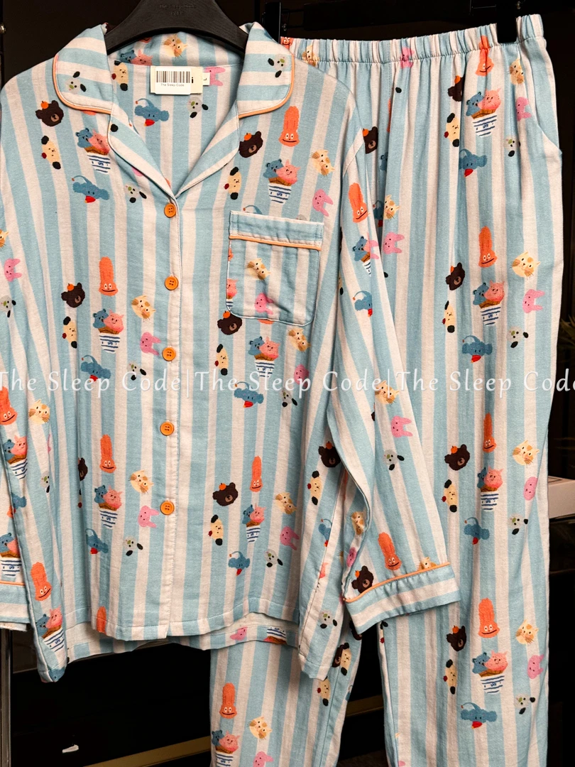 【动物冰淇淋长袖款】 2024秋季潮牌可外长袖薄棉纱居家服睡衣