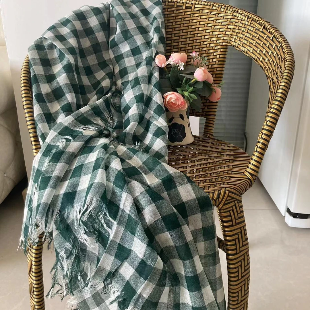 时空方格时尚意大利原单长款格子披肩