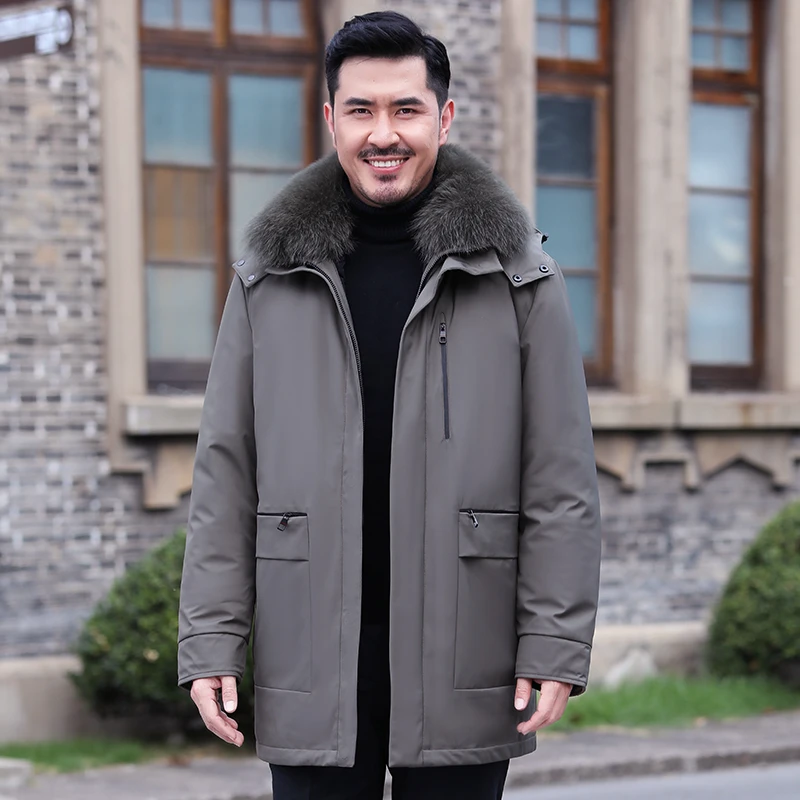 【内胆可拆】工厂价中老年羽绒服男士加厚中长款中年爸爸装派克服