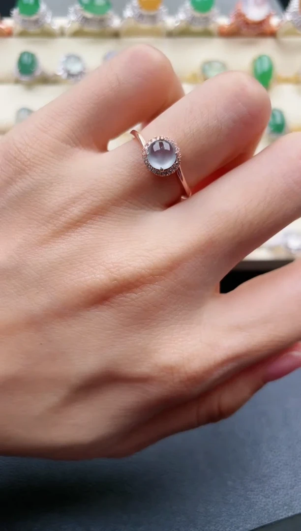 【闪购商品】翡翠戒指银S925镶嵌缅甸天然翡翠A货