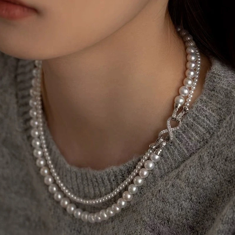 链子925银 Ben.S本饰 可拆分叠戴施家珠项链双层8字扣ins轻奢A260