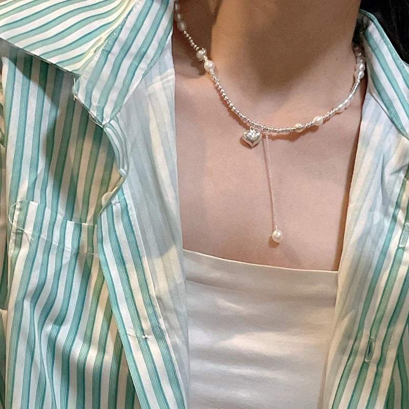 Ben.S本饰 设计师款爱心天然淡水珍珠项链小米珠时尚甜美仙女A201