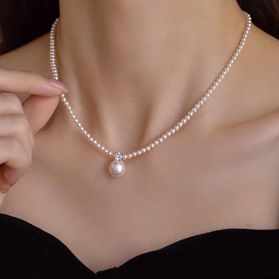 坠链均925银 Ben.S本饰 设计款【戴妃】正圆强光施家珠单钻项链A289