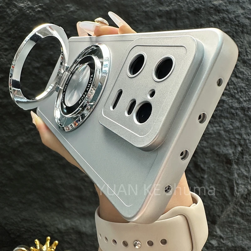 适用小米13pro手机壳新款xiaomi套13pro银色全包磁吸支架创意男款