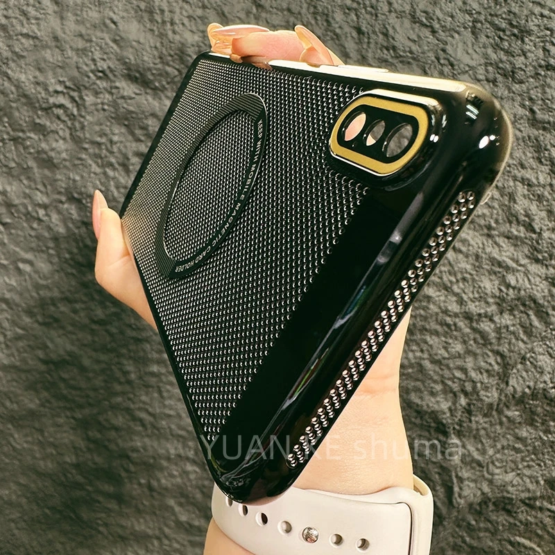 适用苹果xs手机壳新款iPhonex套xsmax电镀网格散热壳超薄磁吸男款