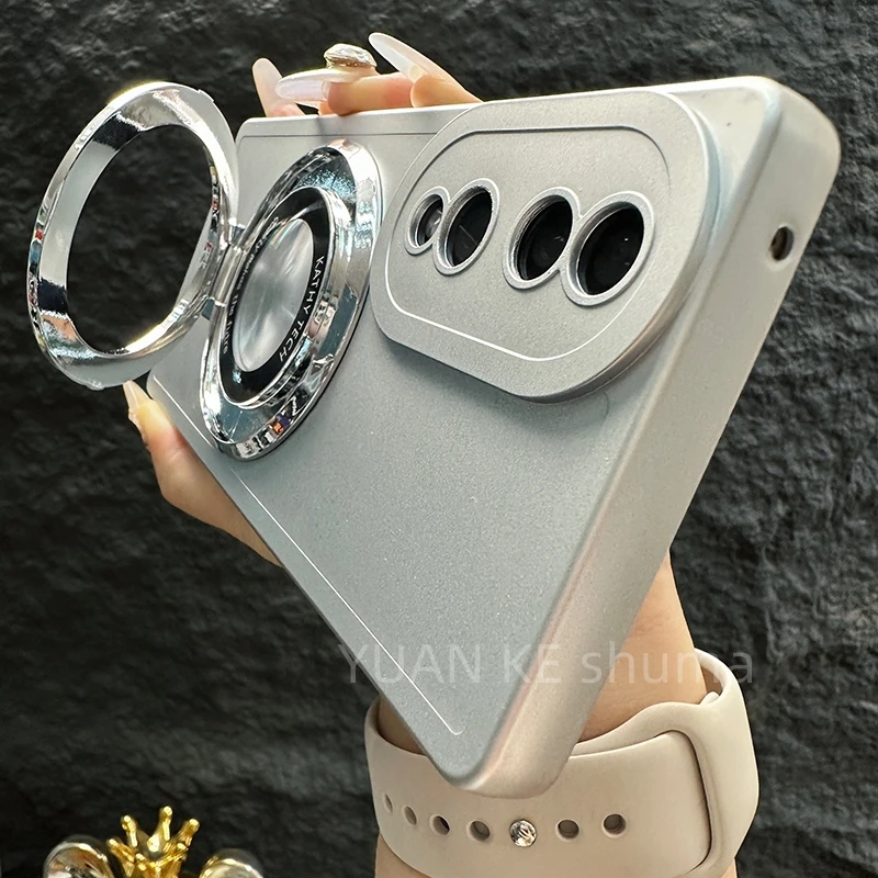 适用荣耀70手机壳新款honor70pro套银色全包磁吸支架创意简约男款