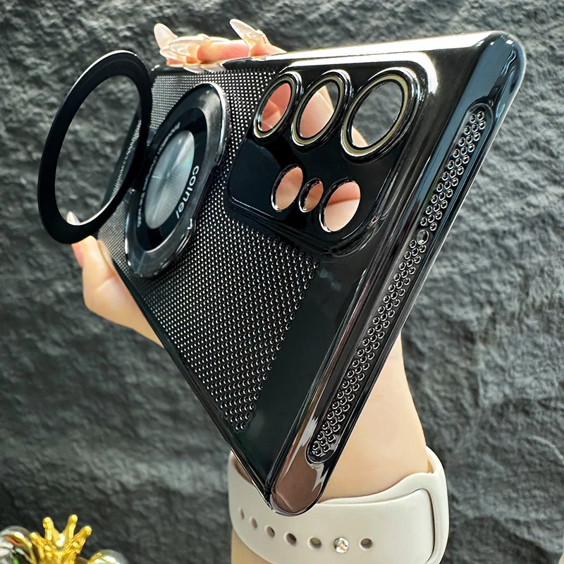 适用三星s22ultra手机壳新款galaxy套s22+电镀散热超薄磁吸支架男