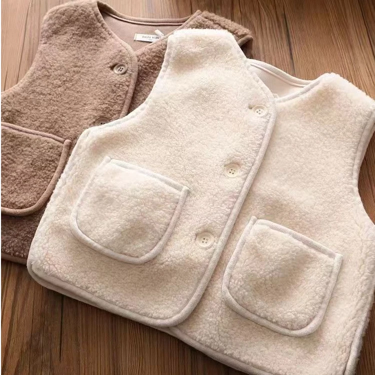 女童保暖仿羊羔毛马甲儿童宝宝韩版洋气毛毛背心外套深秋冬季新款