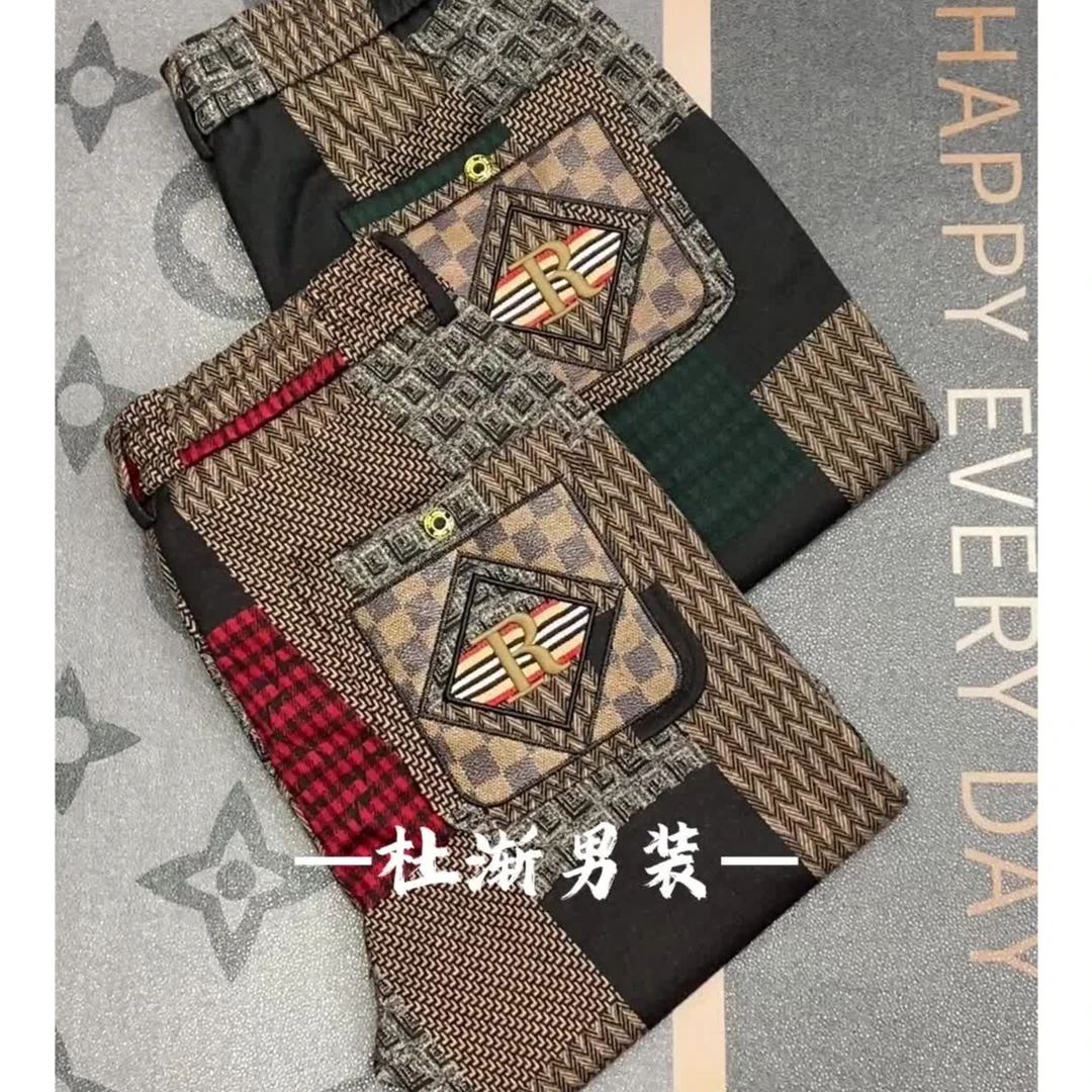 春夏季 毛呢弹力面料 轻奢休闲裤-欧货重工刺绣束脚裤2303