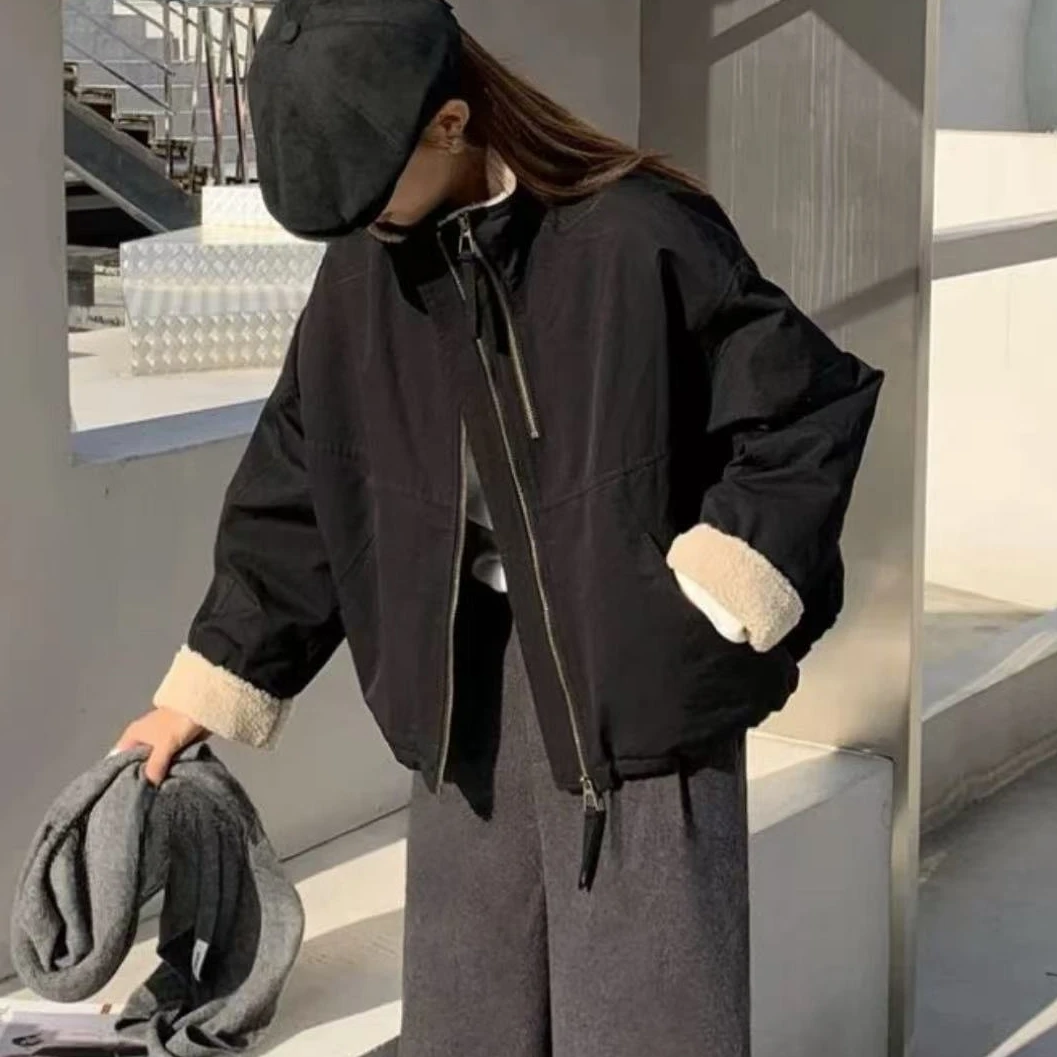 短款派克服女2024冬款韩系休闲宽松小个子棉服外套8905