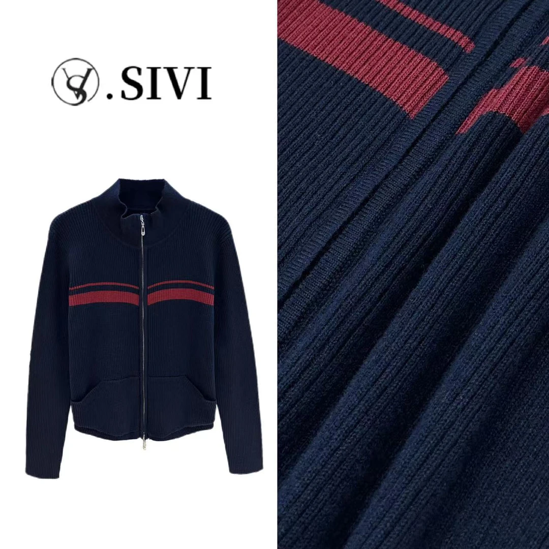 熙薇设计师上衣【细水流年】2024早秋新款时尚休闲开衫毛衣F6154