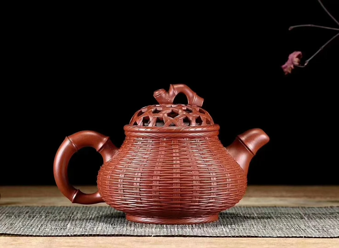 宜兴名家全手工竹编壶紫砂茶壶家用功夫茶具编织