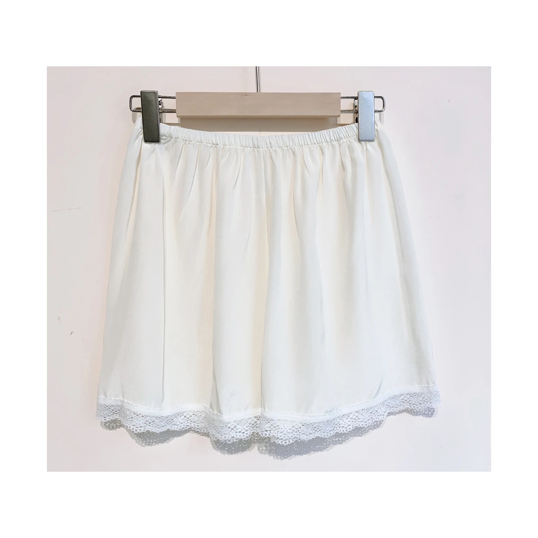 100桑蚕丝蕾丝花边舒适宽松防走光薄款双绉打底裤