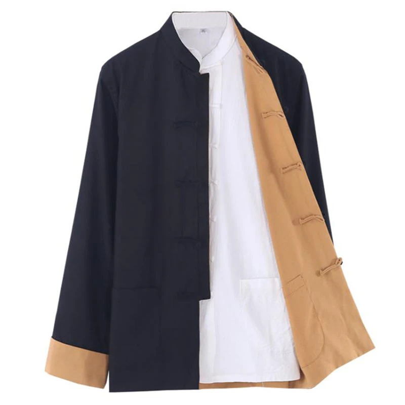 男女唐装长袖两面穿情侣外套中国风手工盘扣汉服太极服春秋中式