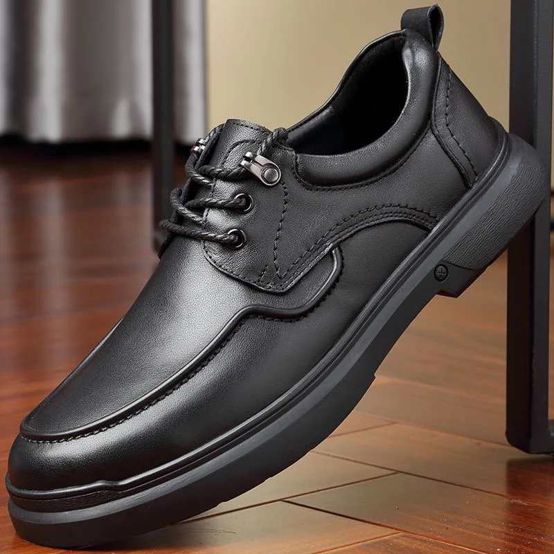 高端简约商务正装头层牛皮男士休闲单鞋小皮鞋软皮软底秋冬新款