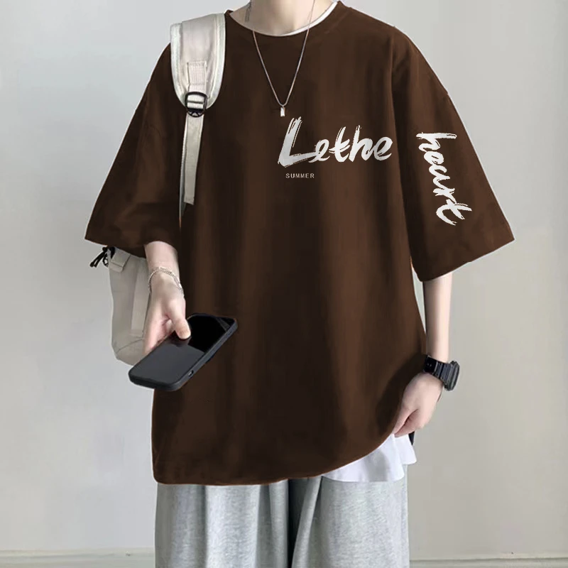 大码短袖男200-300斤夏季半袖宽松百搭休闲潮流学生港风男士T恤衫