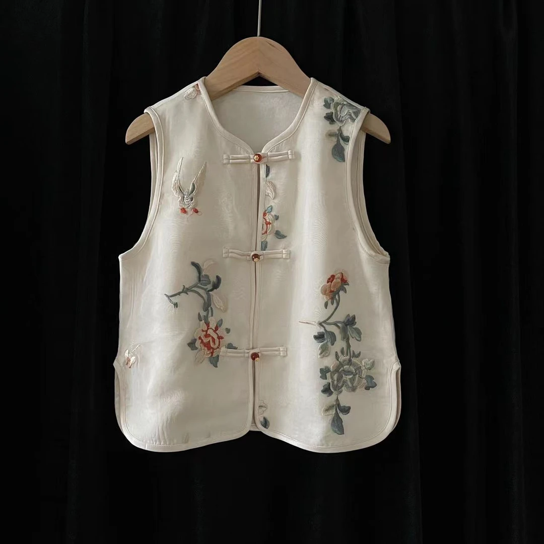 【喜儿定制】春季新款复古中国风宽松无袖汉服马甲绣花女童中大童