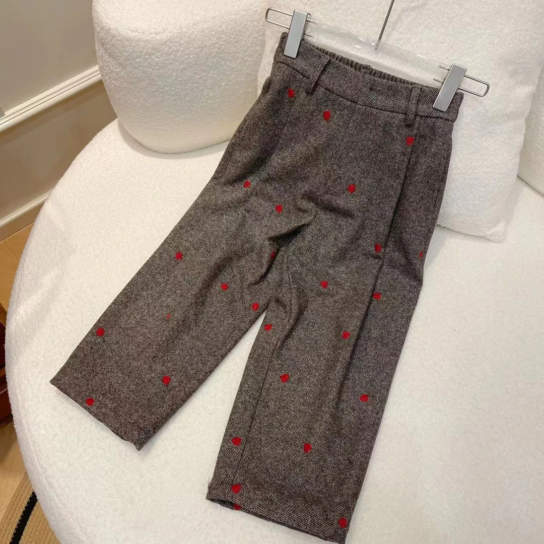 【喜儿定制】冬季新款外穿时尚红色圆点宽松奶奶裤秋冬新国风百搭