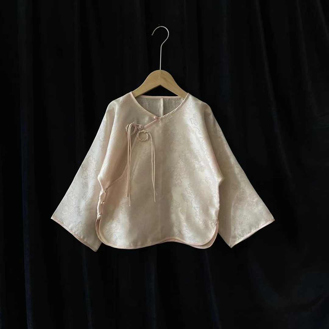 【喜儿定制】春夏新款新中式中国风时尚斜襟汉服长汉服衬衫中大童