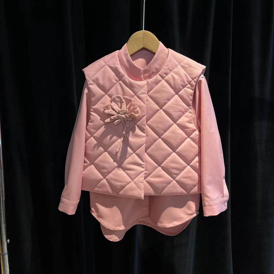 【喜儿定制】秋季新款女童秋冬洋气时尚轻薄套装保暖小香风中大童