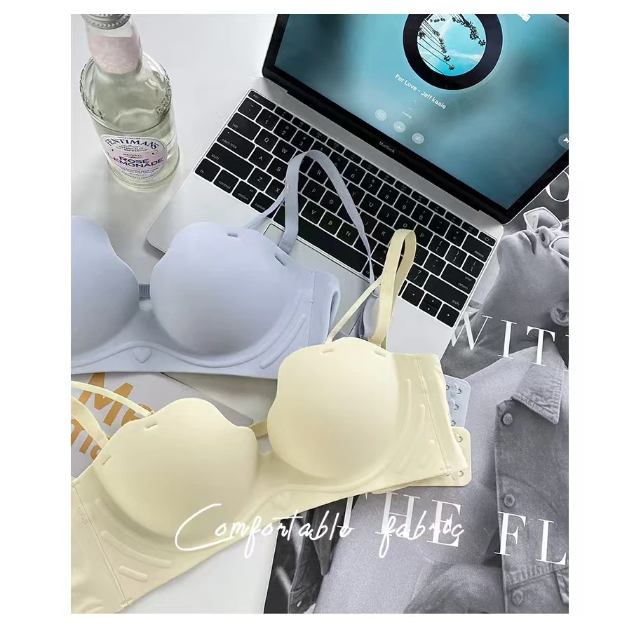 【奶油蔷薇】聚蛋无痕内衣女小胸聚拢显大防下垂女士无肩带抹胸文胸