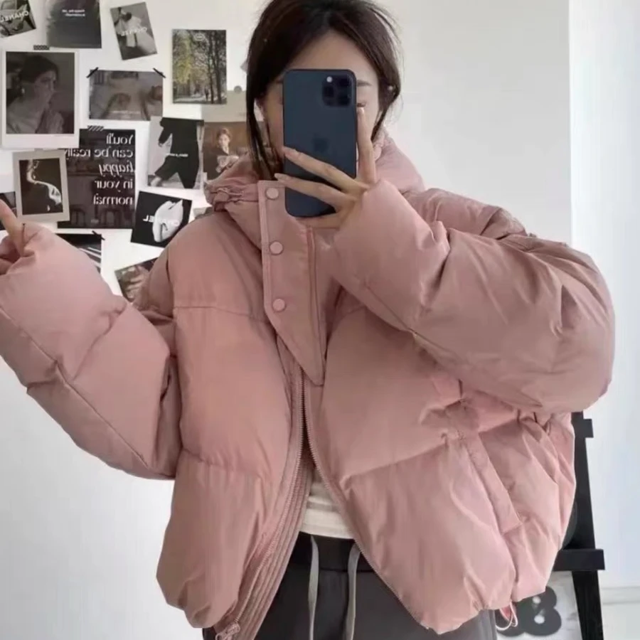 3019短款三粒扣连帽外套