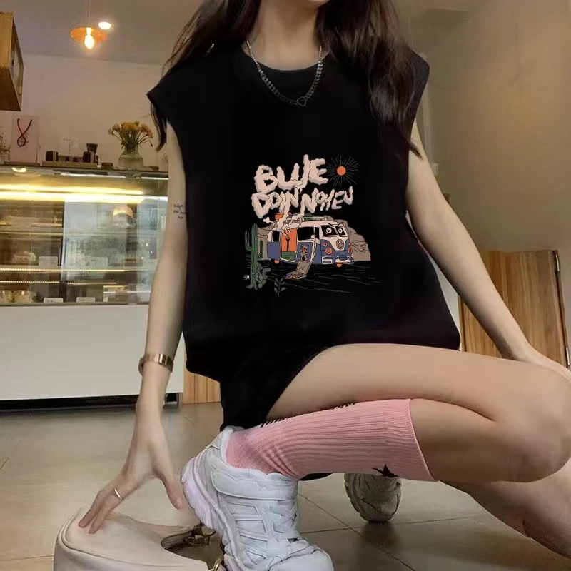 美式坎肩运动背心女夏季外穿小众设计感宽松无袖t恤无袖上衣女