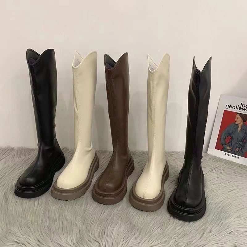 长筒靴女2025秋冬新款骑士靴女增高小个子厚底长靴女加绒