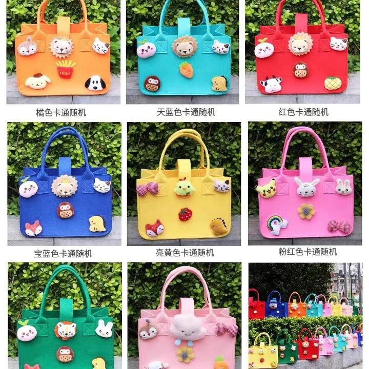 网红卡通毛毡手提包