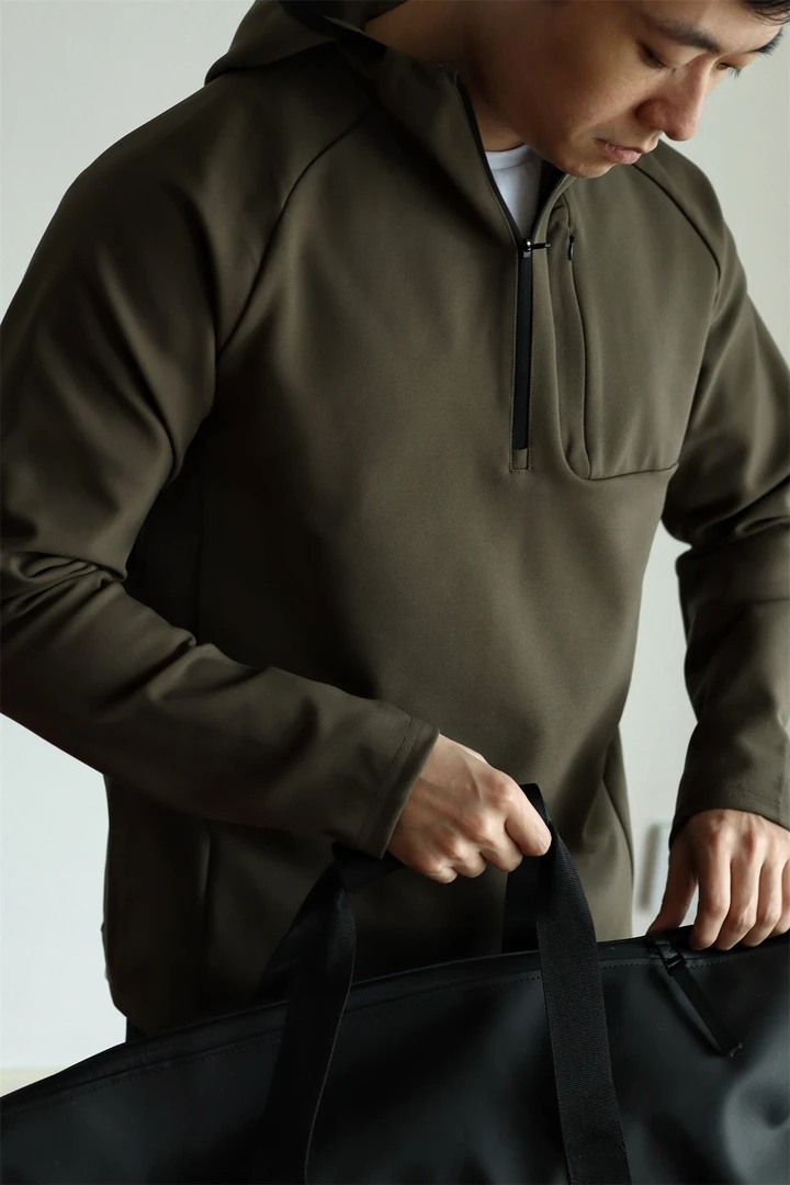 【旅行家系列】加厚梭织半拉链卫衣连帽弹力速干运动户外长袖秋冬