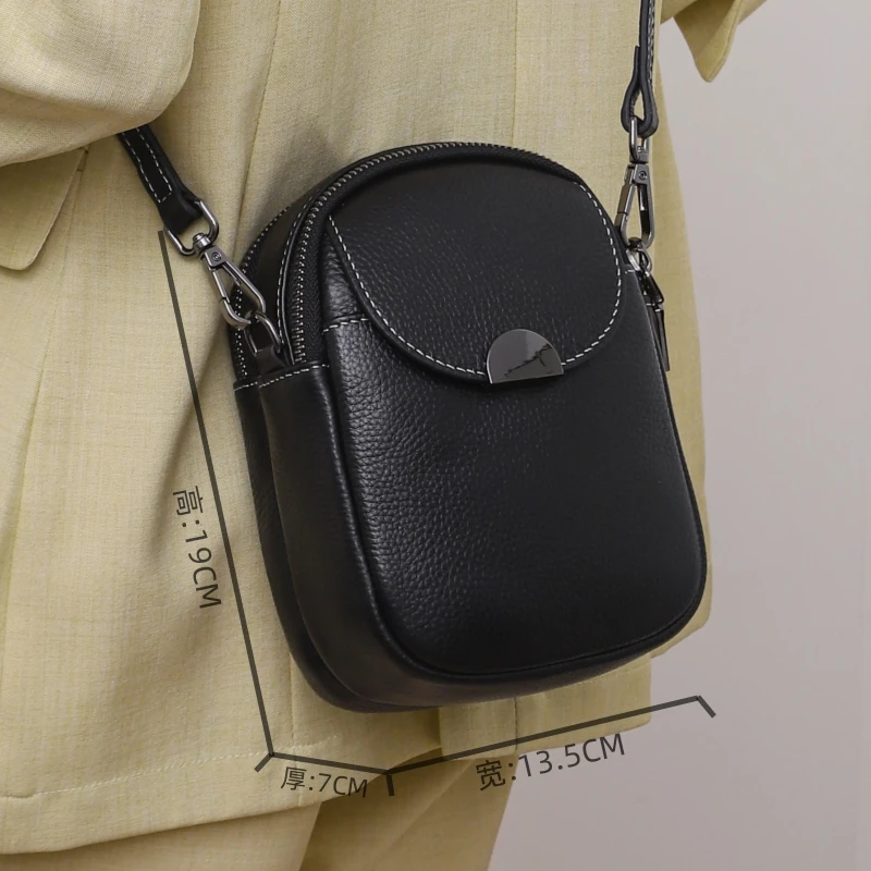 真皮小挎包手机斜挎小包2024新款洋气时尚真皮百搭质感双层单肩包