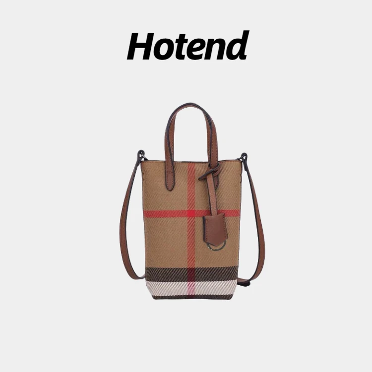 【美国Hotend】轻奢百搭条纹斜挎手机包 约18*5*12cm 棕拼焦糖色