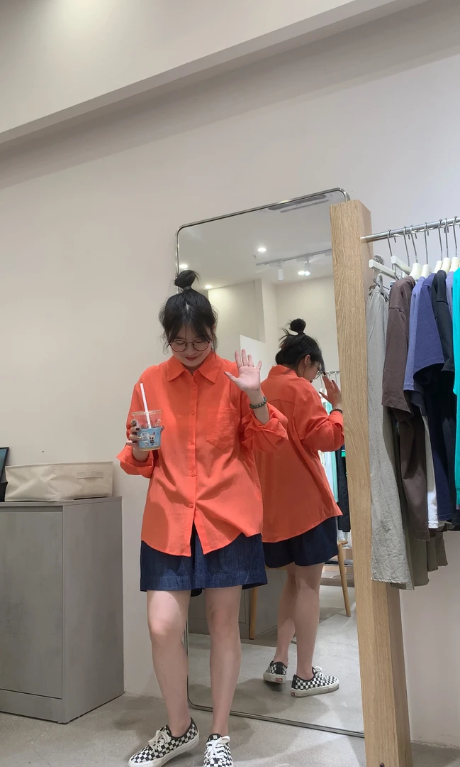 纱纱棉透气显瘦衬衫