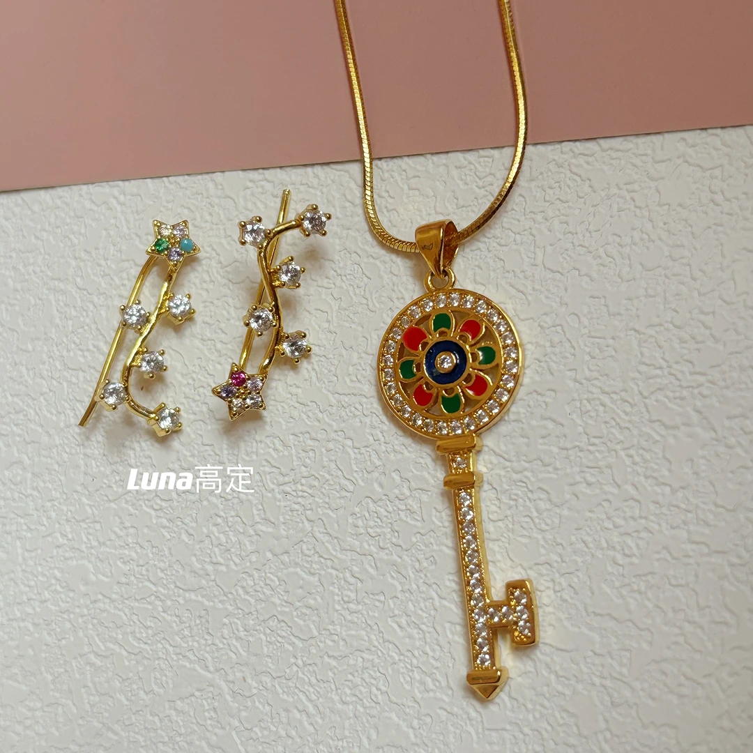 铜合金项链 Luna 009心有所属项链耳环两件套