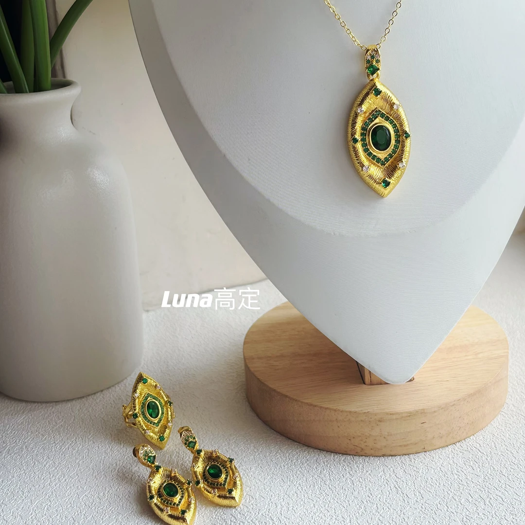 铜合金合成锆石项链 Luna定制044复古宫廷风三件套套装