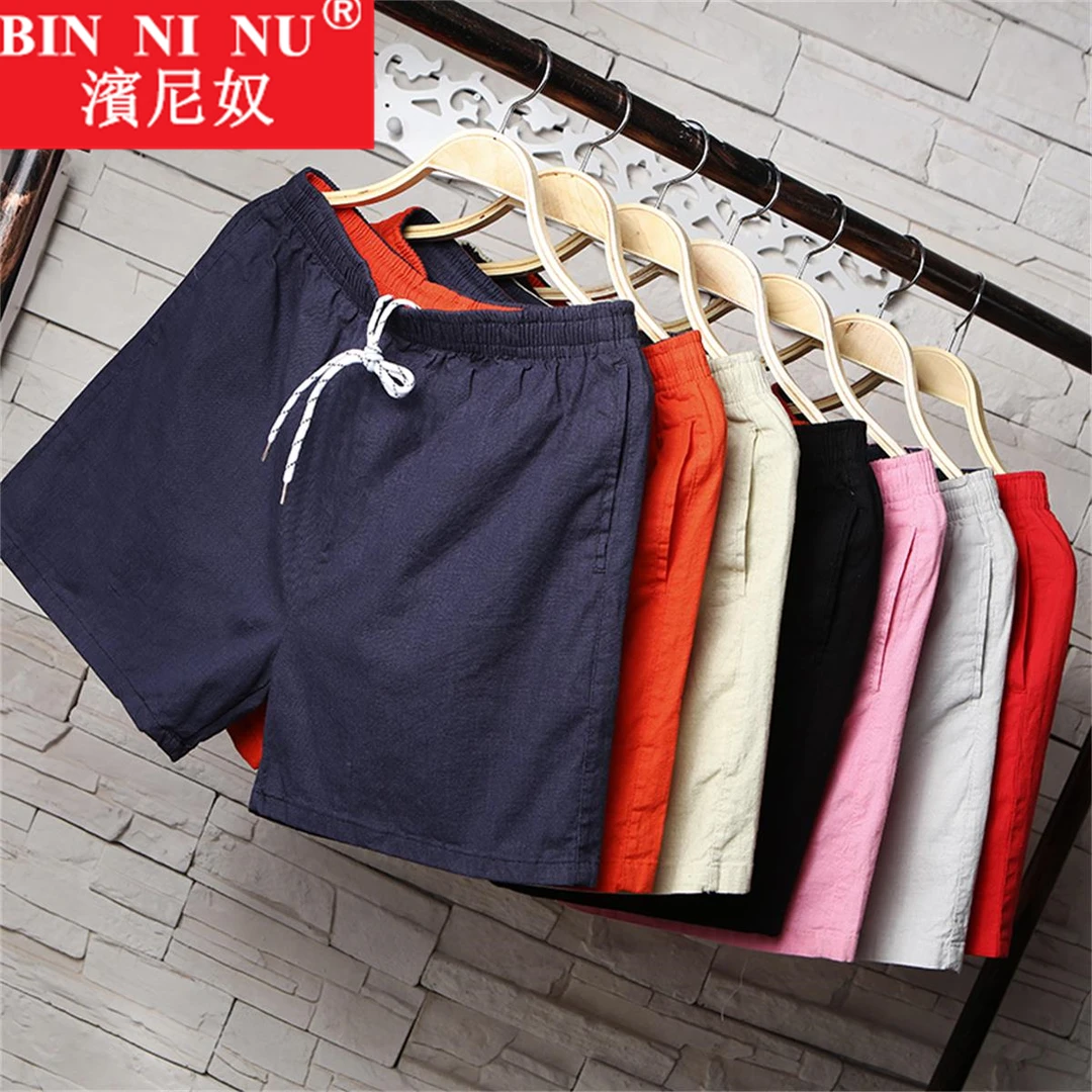 夏季新款纯棉四分裤男士休闲修身直筒纯色短裤微弹力三分裤沙滩裤