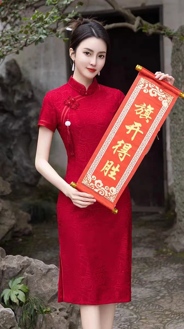 【旗开得胜】2025夏季中高考改良红色旗袍中式婚宴妈妈夏季旗袍