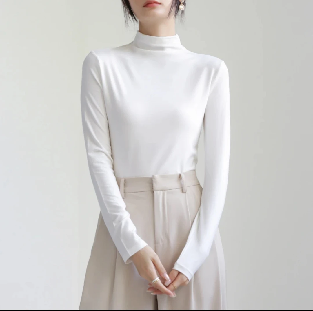 秋冬显瘦打底衫ins保暖半高领无痕紧身时尚长袖洋气百搭长袖