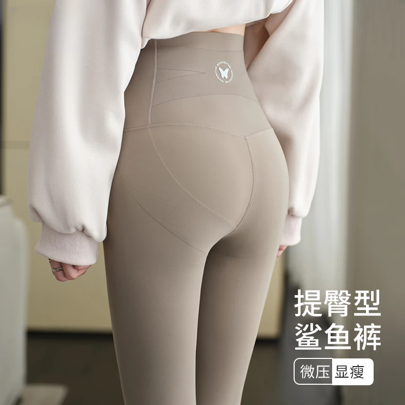 鲨鱼裤女秋冬季外穿收腹提臀瑜伽裤显瘦高腰无痕塑形芭比裤打底裤