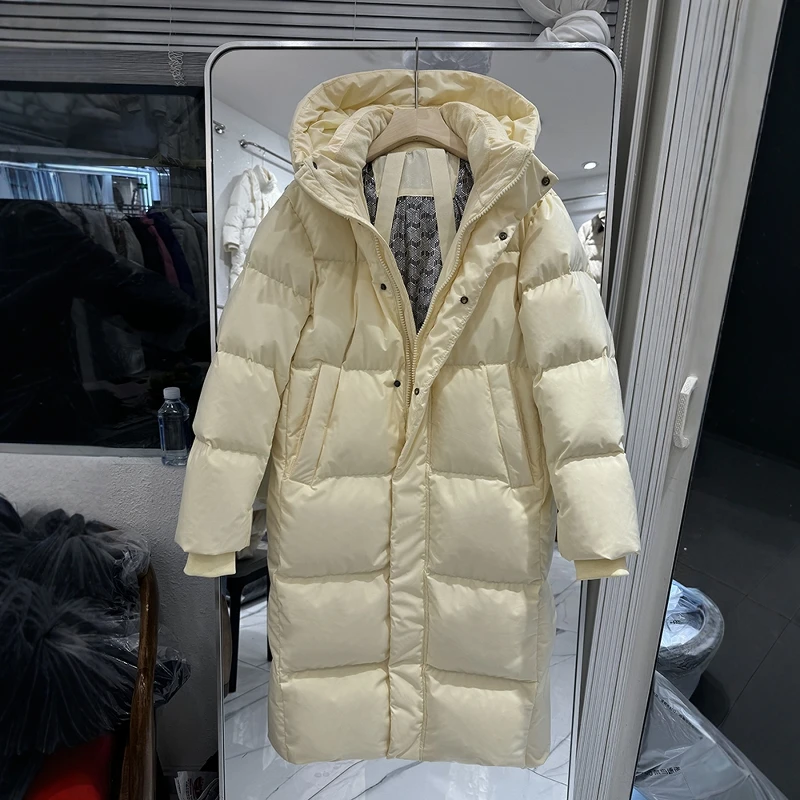 中戏羽绒服女长款过膝2025年冬季新款宽松男女情侣加厚白鸭绒外套
