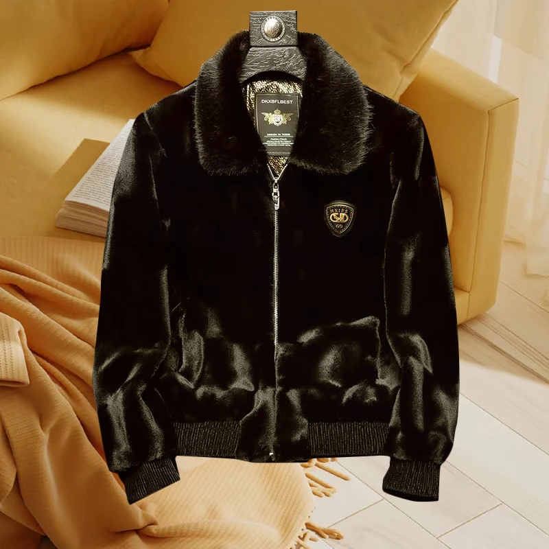 男士翻领外套夹克2023冬季新款加厚保暖短款