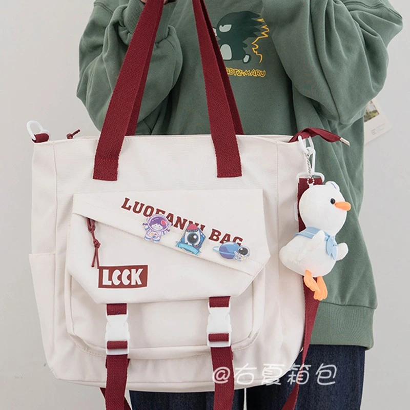 右夏大学生上课包高颜值ins百搭女森系帆布包手提斜挎包轻便挎包